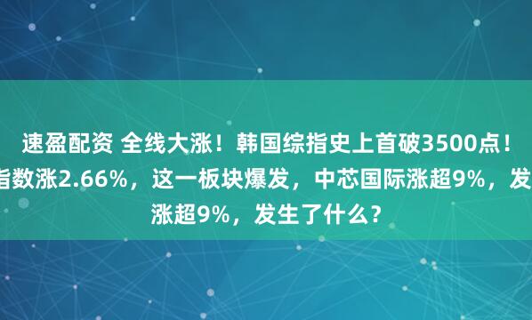 速盈配资 全线大涨！韩国综指史上首破3500点！恒生科技指数涨2.66%，这一板块爆发，中芯国际涨超9%，发生了什么？