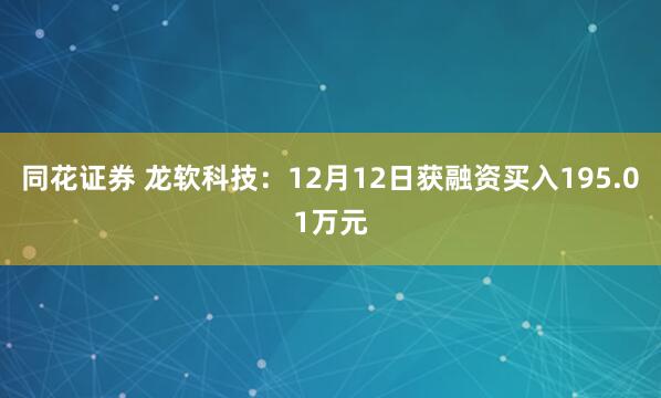 同花证券 龙软科技：12月12日获融资买入195.01万元